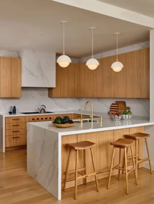 Wood Grain Laminate with White Marble Finish